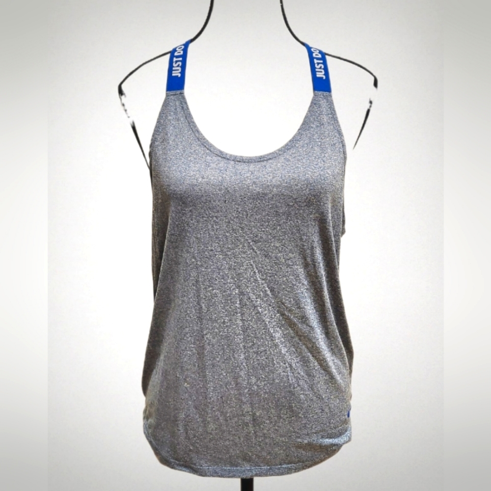 NIKE✔️ "JUST DO IT" Women's Size Medium Grey Athletic racerback Tank Top (NWOT)